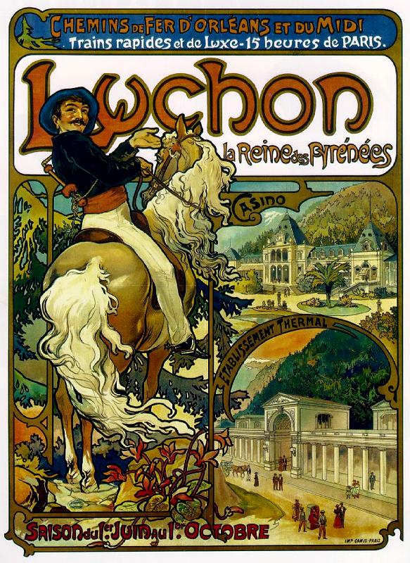 Affiche pour Trains to Luchon, France, 1895 (coloris litho)