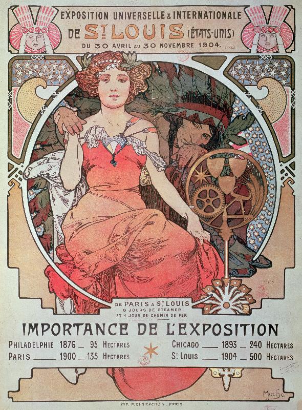 Une affiche pour l'Exposition Mondiale, Saint-Louis, États-Unis, 1904 (lithographie)