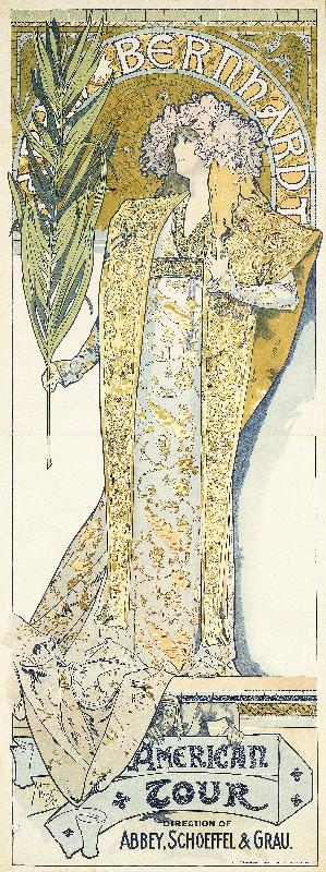 Sarah Bernhardt, American Tour, 1895 (lithographie en couleurs)