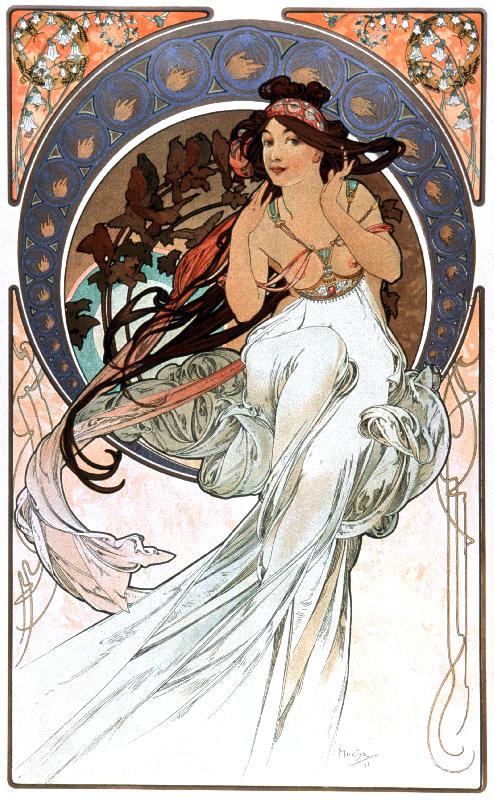 l'allégorie de la musique, d'Alfons Mucha (1860-1939) publié en France en 1898