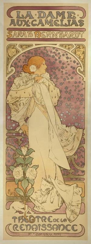 « La Dame aux Camélias », avec Sarah Bernhardt, 1896 (lithographie en couleur)