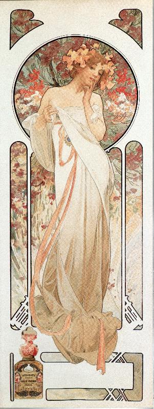 Affiche publicitaire d'Alphonse Mucha (1860-1939) pour le parfum Sylvanis essence 1899 