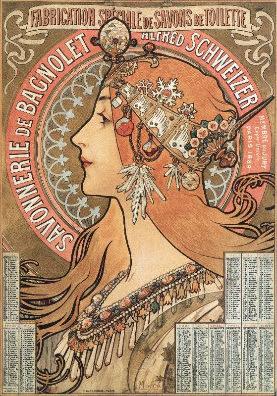  illustration publicitaire d'Alphonse Mucha (1860-1939) pour la Savonnerie de Bagnolet