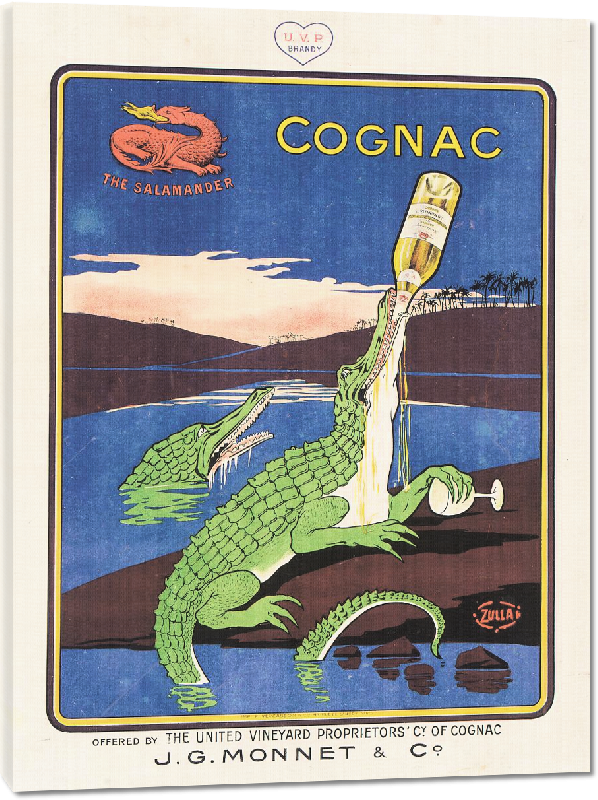 Toiles imprimées Reproduction poster ancien  J.G.Monnet cognac 