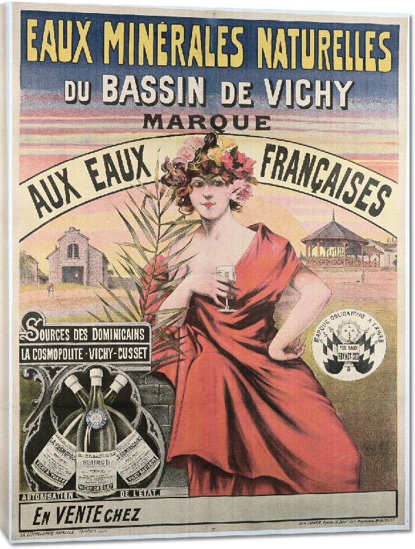 Toiles imprimées Reproduction affiche ancienne les eaux minerales naturelles du bassin de Vichy
