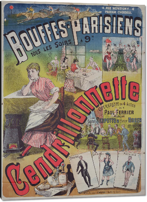 Impression sur aluminium Affiche vintage de l'Operette Cendrillonnette Bouffés Parisiens