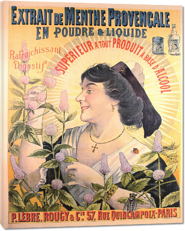 Toiles imprimées Repro de l'affiche Extrait de Menthe Provencale' French digestif