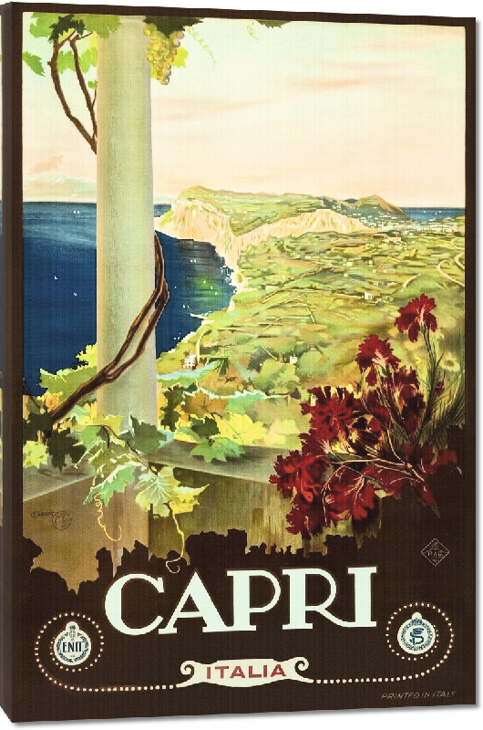 Toiles imprimées Reproduction affiche touristique Capri Italie 