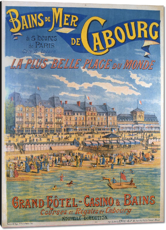 Impression sur aluminium Reproduction affiche touristique vintage Cabourg 