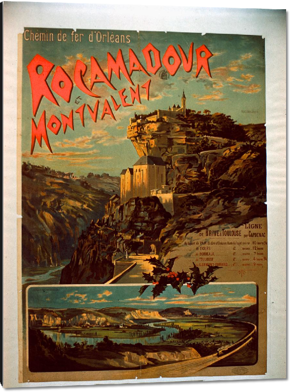 Impression sur aluminium Repro affiche vintage Rocamadour et Montvaleny 