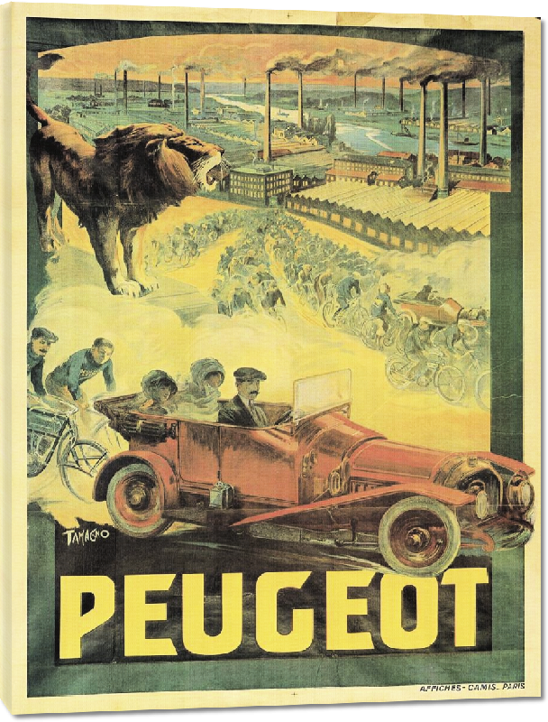 Toiles imprimées Reproduction d'affiche publicitaire vintage Peugeot