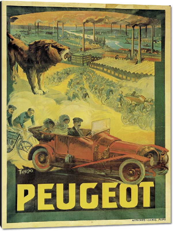 Impression sur aluminium Reproduction d'affiche publicitaire vintage Peugeot