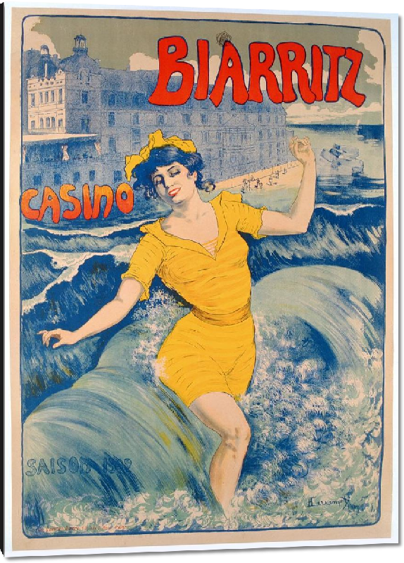 Impression sur aluminium Reproduction de poster vintage Biarritz Casino