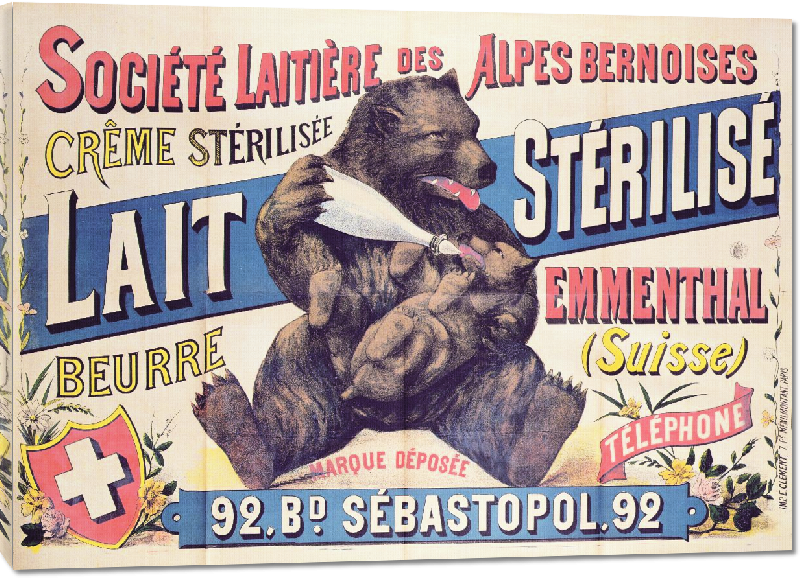 Toiles imprimées Copie poster vintage Société Laitière des Alpes Bernoises