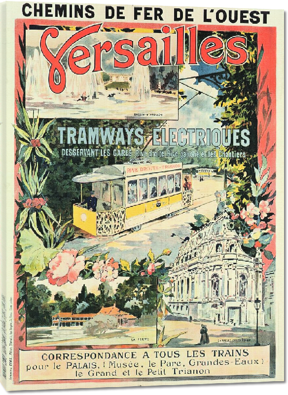 Toiles imprimées Copie affiche vintage de Versailles Tram électrique