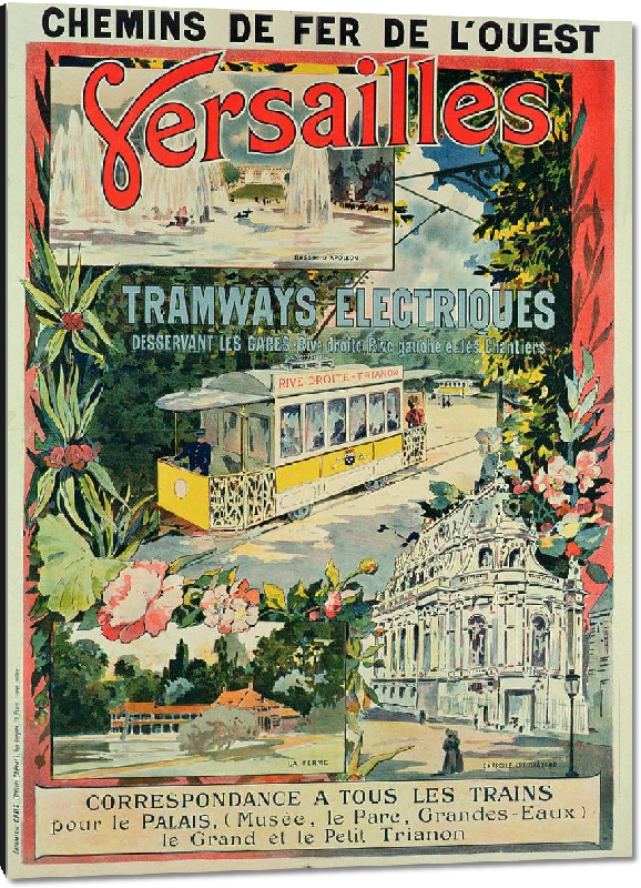 Impression sur aluminium Copie affiche vintage de Versailles Tram électrique