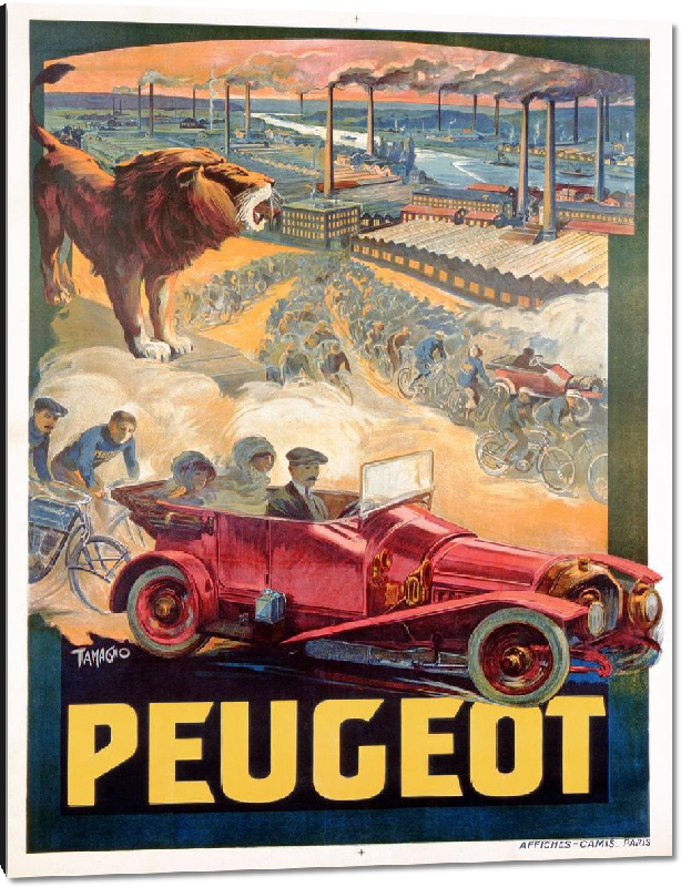 Impression sur aluminium Repro poster vintage Peugeot 