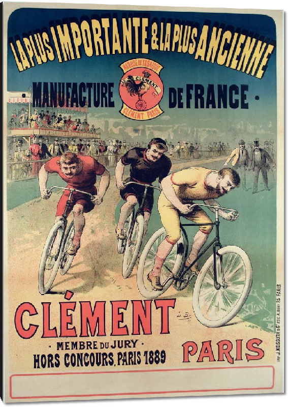Impression sur aluminium Copie poster vintage Cycles Clément 