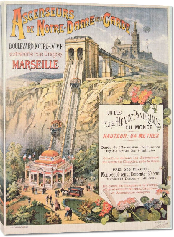 Toiles imprimées Copie Affiche publicitaire pour l'ascenseur Notre Dame de la Garde Marseille