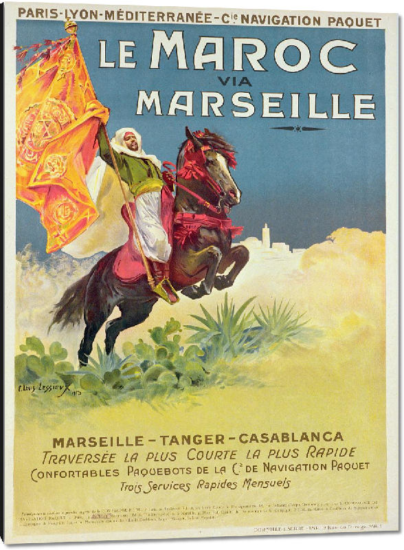 Impression sur aluminium Copie poster vintage Le Maroc via Marseille 