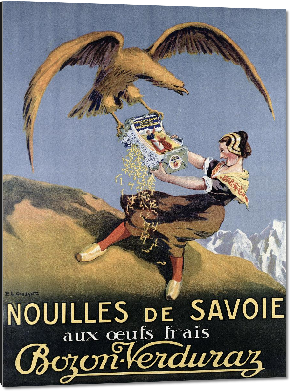 Impression sur aluminium Reproduction poster ancien Nouilles de Savoie 