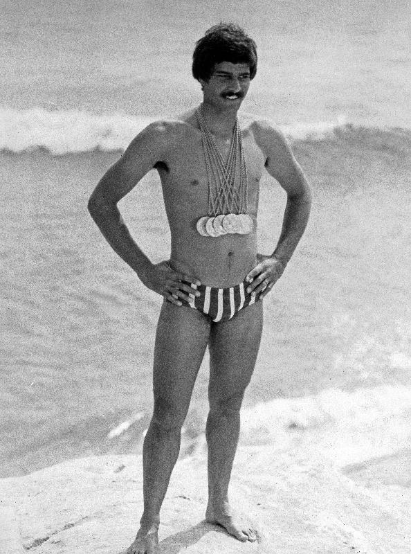 Mark Spitz aux Jeux Olympiques de Munich, Allemagne, années 1970