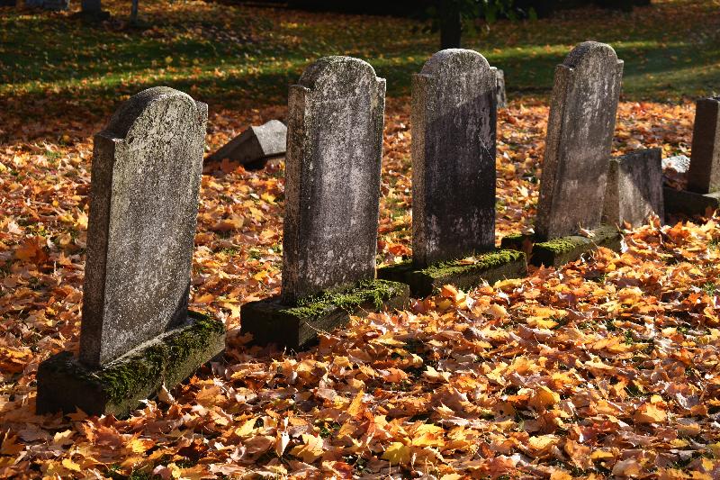 Des pierres au cimetière en automne