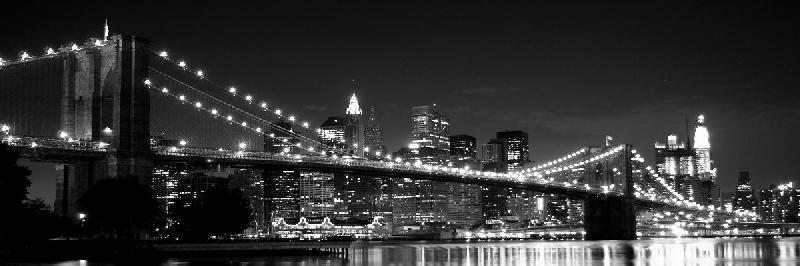 Poster noir et blanc du pont de Brooklyn à New York