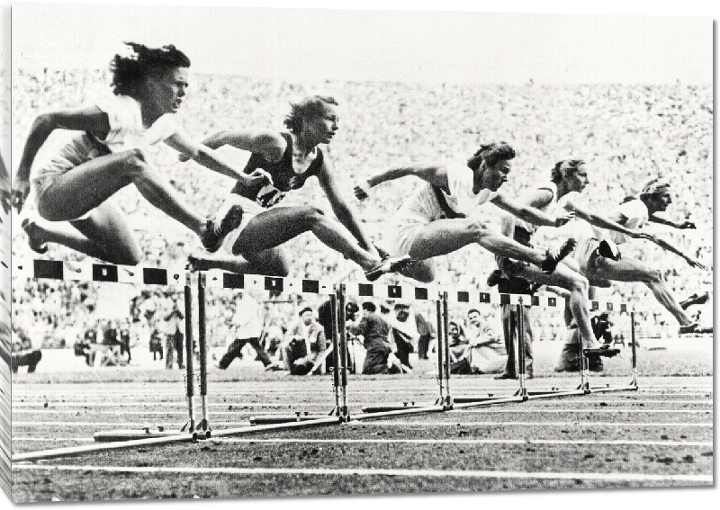 Toiles imprimées Finale du 80 m haies aux Jeux Olympiques d'Helsinki le 25 juillet 1952