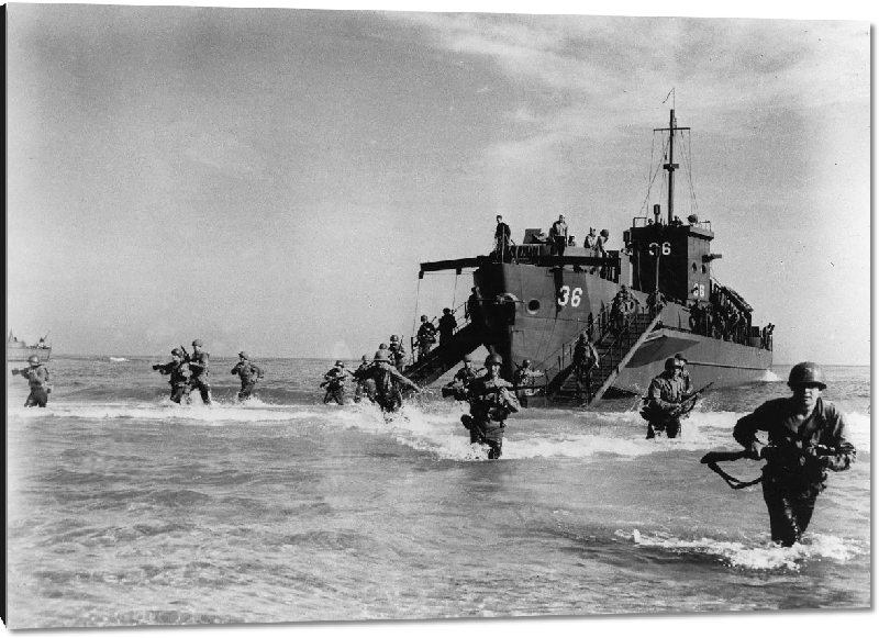 Impression sur aluminium  Opération Anvil Dragoon, US Force Delta débarque sur la plage de La Nartelle, 1944