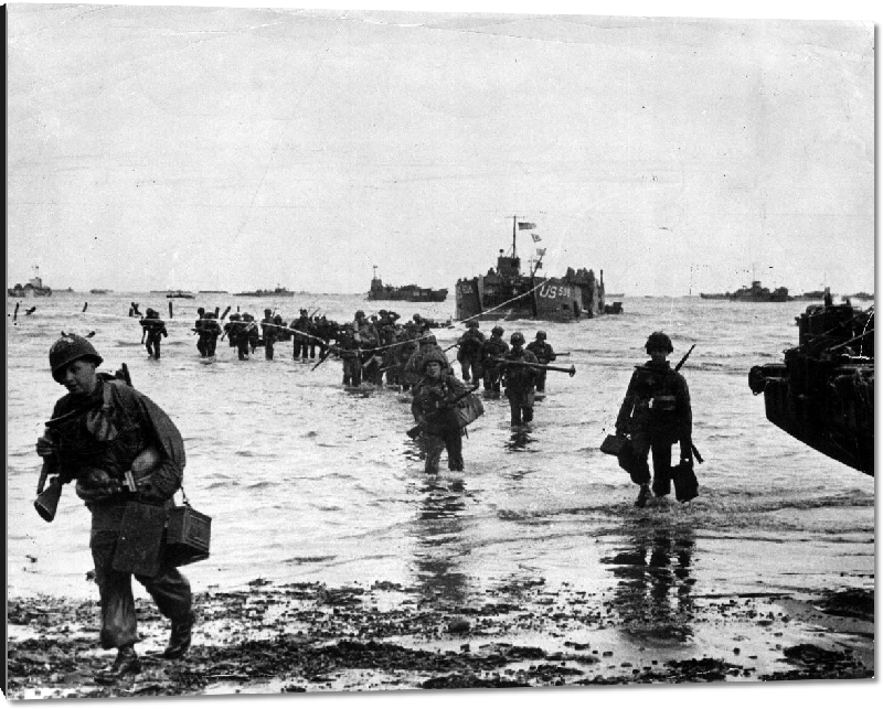 Impression sur aluminium Débarquement en Normandie le 6 juin 1944, Les troupes alliées débarquent sur Utah Beach