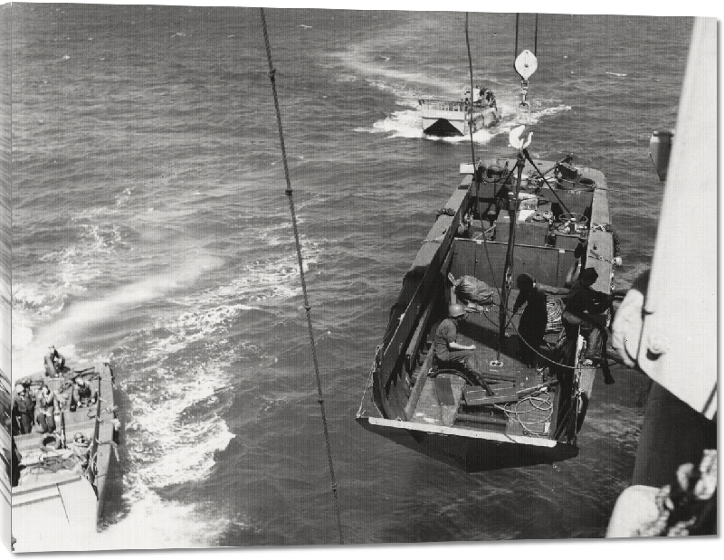 Toiles imprimées  Opération Anvil Dragoon : un LCVP est lancé, 1944