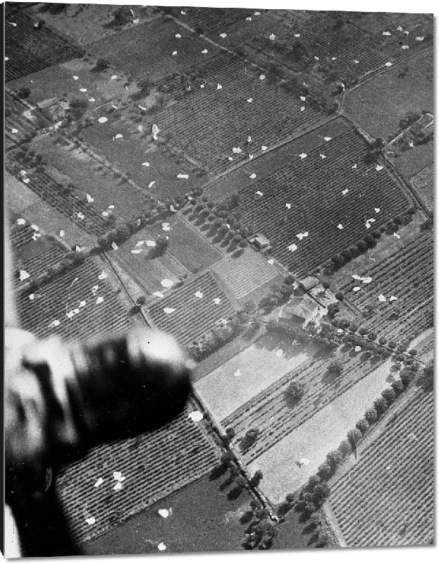 Impression sur aluminium Opération Anvil Dragoon, Débarquement en Provence, parachutes abandonnés par les alliés, 1944