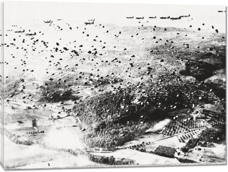 Toiles imprimées Opération Anvil Dragoon : l'US Air Force largue des parachutistes alliés, 1944