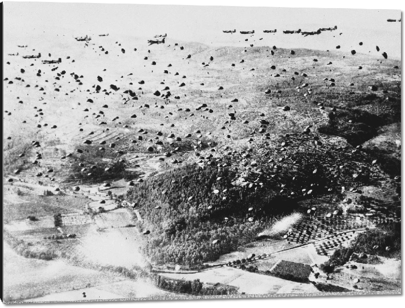 Impression sur aluminium Opération Anvil Dragoon : l'US Air Force largue des parachutistes alliés, 1944