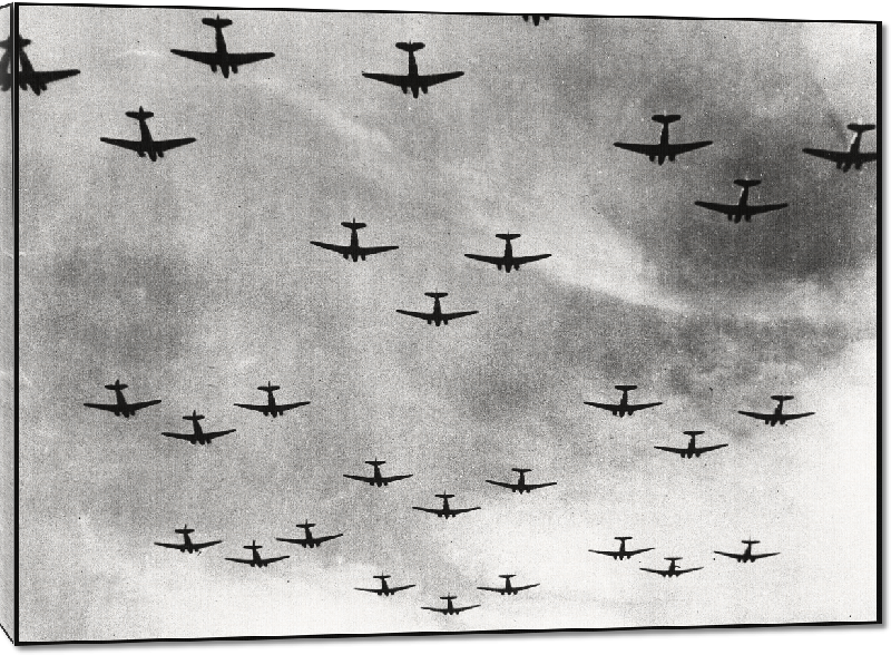 Toiles imprimées Opération Anvil Dragoon : avions de l'USAF transportant les Paras alliés en Provence, 1944