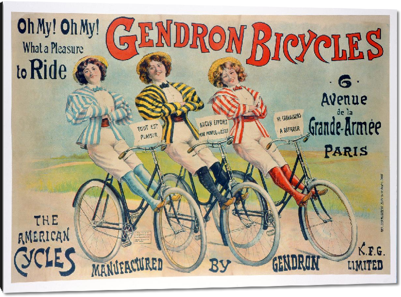 Impression sur aluminium  Affiche publicitaire des vélos Gendron, éditée par Chambrelent, Paris