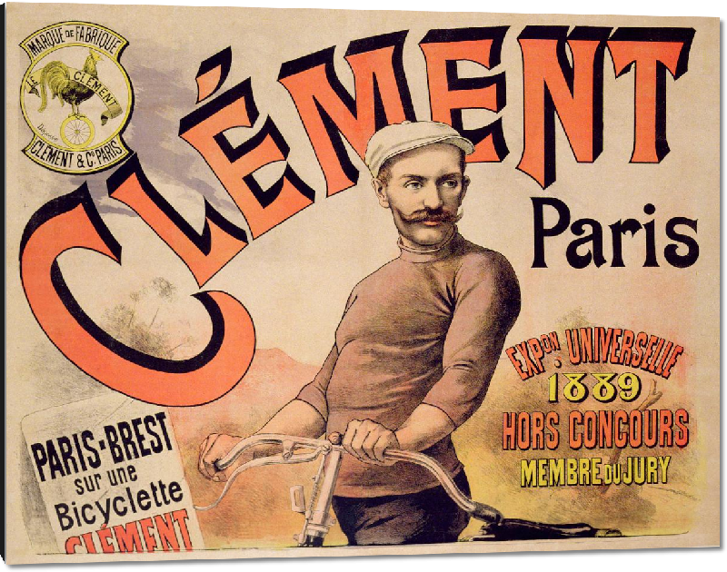 Impression sur aluminium Affiche publicitaire des vélos Clément, 1889