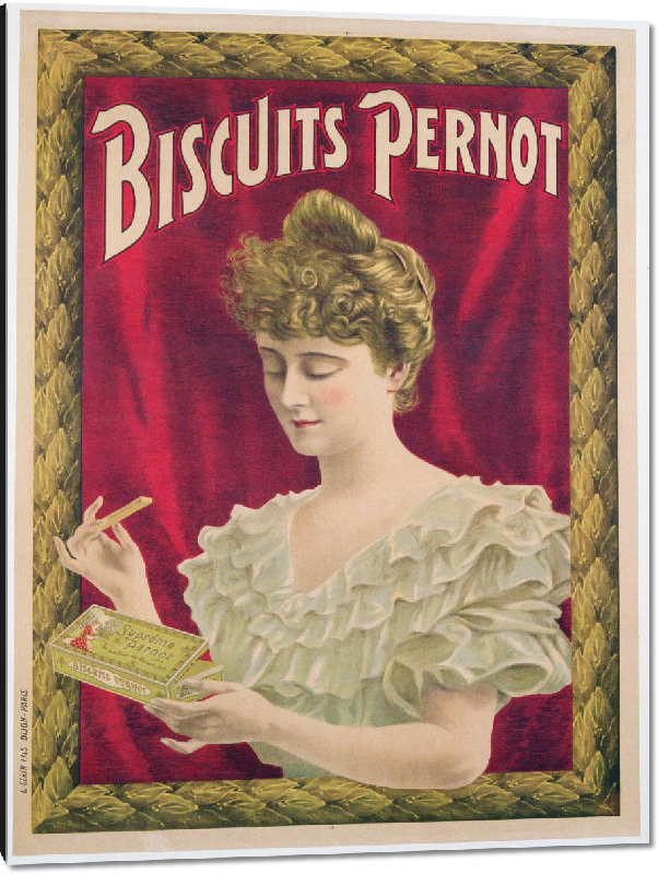 Impression sur aluminium Affiche publicitaire des biscuits Pernot, vers 1902