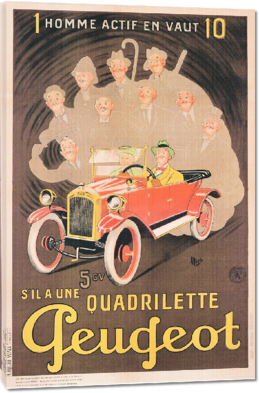 Toiles imprimées Publicité pour Peugeot, vers 1910