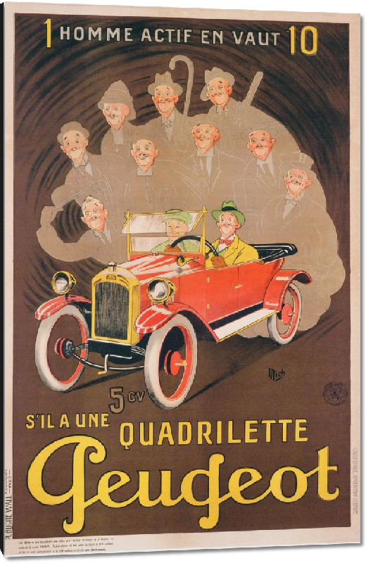 Impression sur aluminium Publicité pour Peugeot, vers 1910