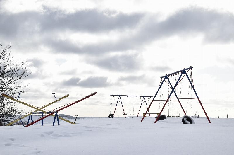 La cour de l'école un jour d'hiver