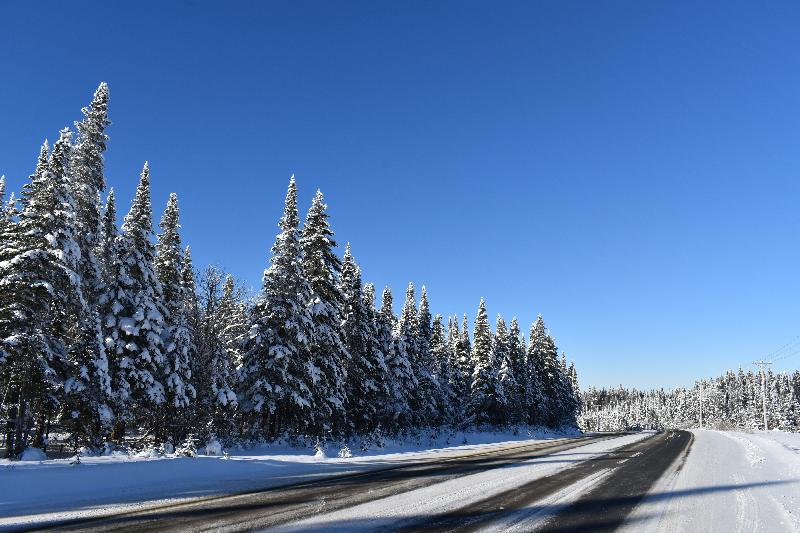 Une route déserte en hiver