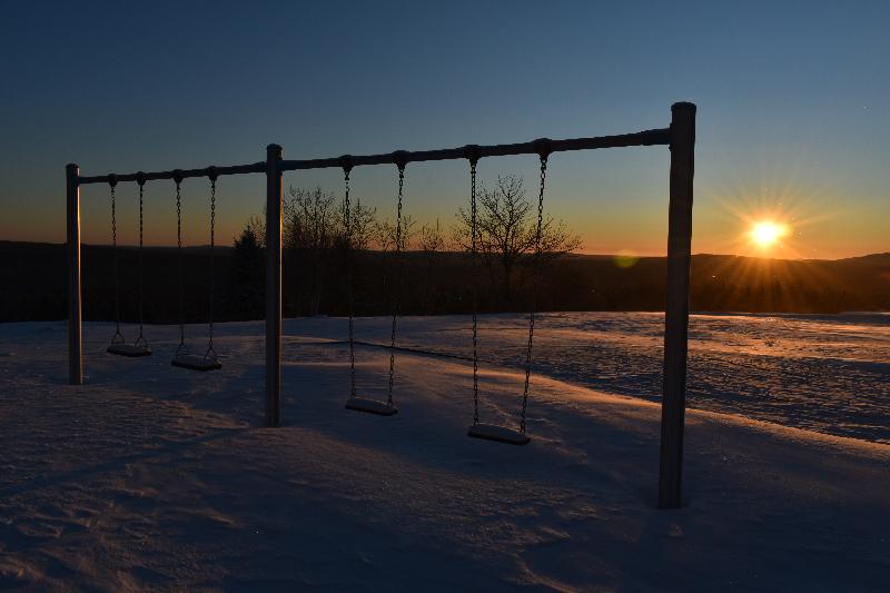 La cours de l'école un matin d'hiver