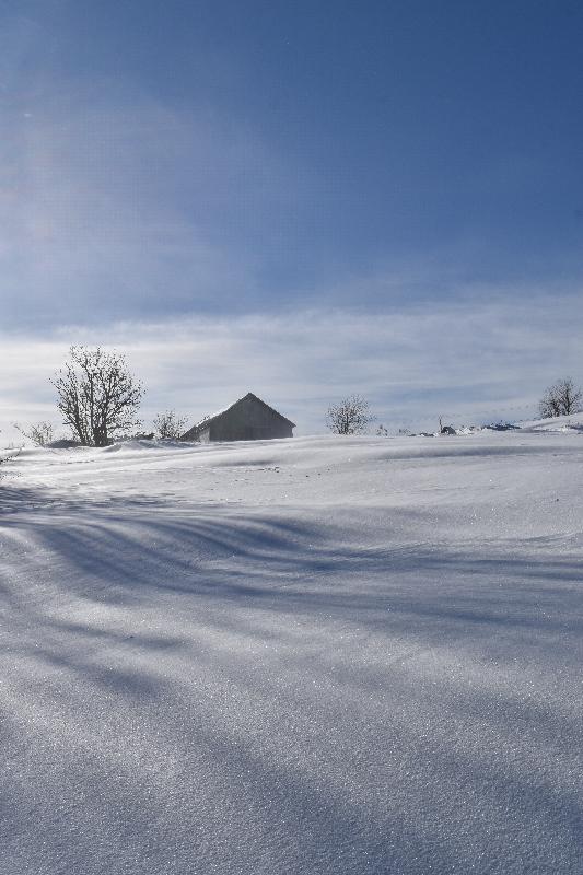 Une ferme un jour froid de février