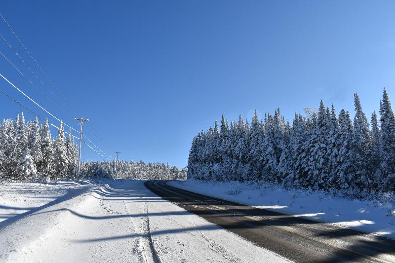 Une route déserte en hiver