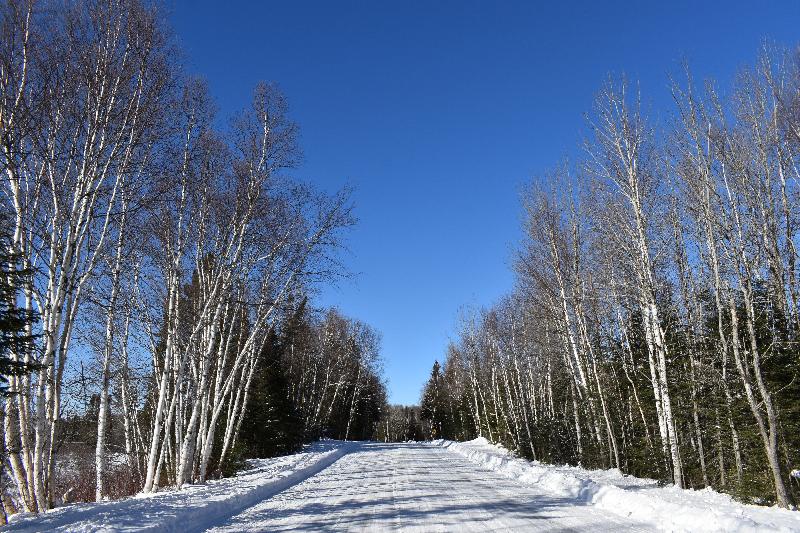 Une route déserte en hiver