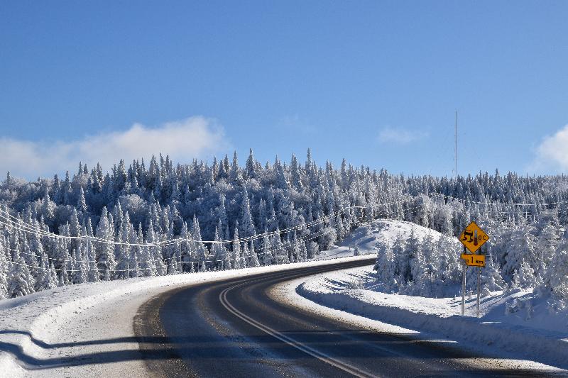 Une route déserte en hiver