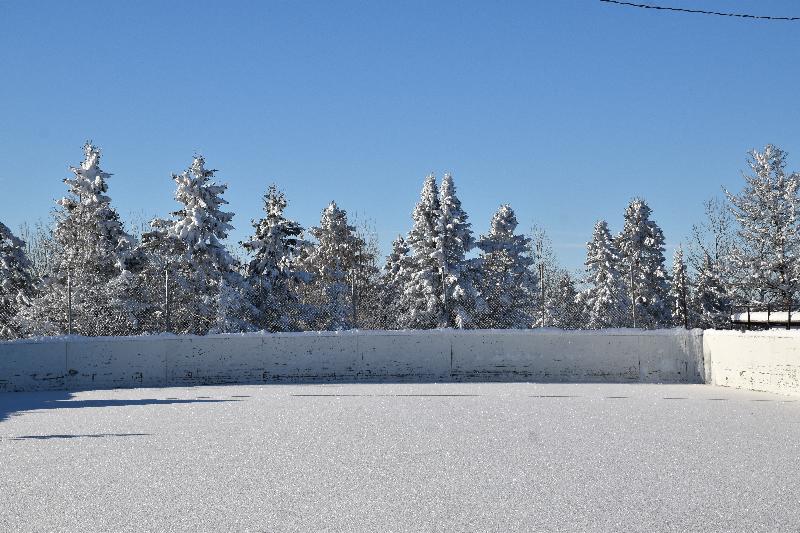 La patinoire du village en hiver