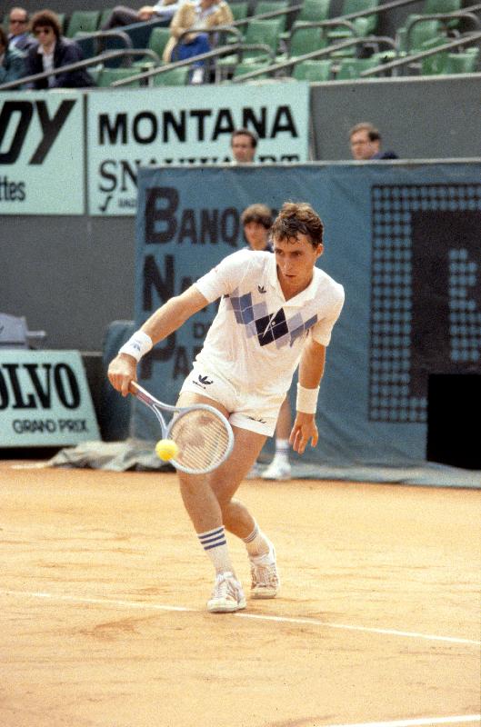 Photo Yvan Lendl, Tennisman tchèque, ici à Roland Garros à Paris en 1983